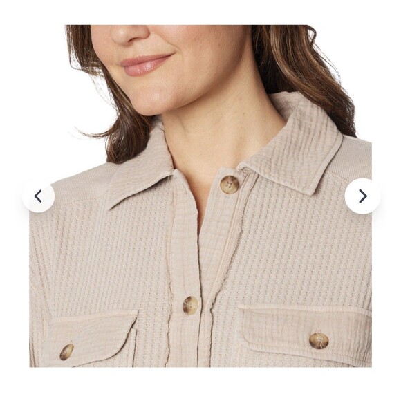 NWT Briggs Shirt Tan Waffle Button-Front Long Sleeves Relaxed Fit L Large - Picture 4 of 6